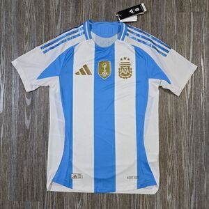 Adidas Argentina 2024 Home Jersey FIFA Soccer World Cup Messi Small S Blue White